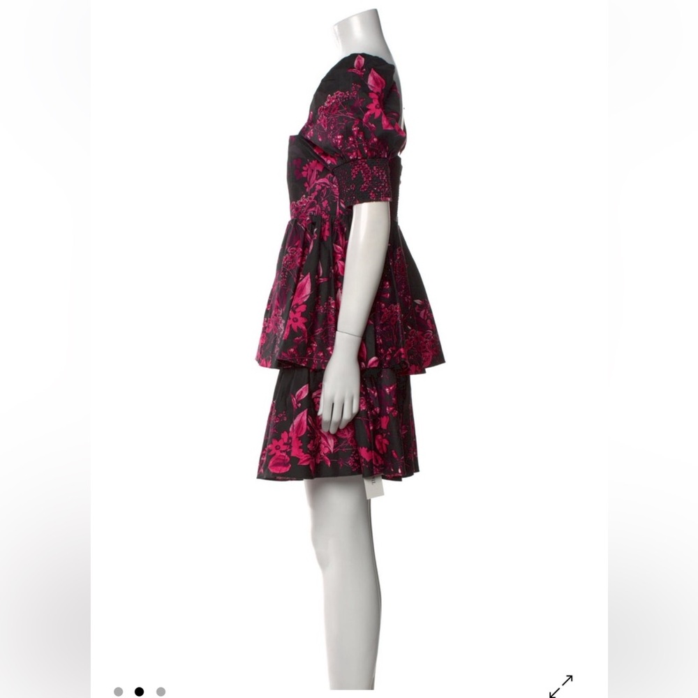 NWT Alice + Olivia Emmalou Tiered Puff Sleeve Mini Dress - Picture 7 of 13